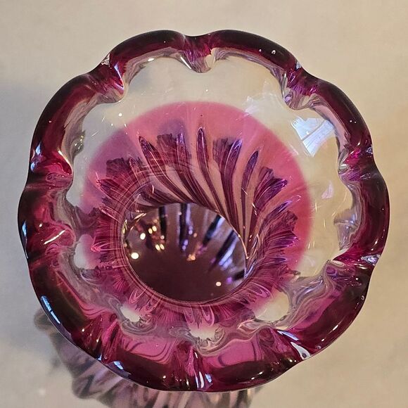 Vintage Art Glass Chech Vase By Josef Hospodka Sklo Pink Mid Century Modern - Picture 4 of 8